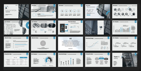 Geometric Blue presentation templates elements on a white background. Vector infographics. Use in Presentation, flyer and leaflet, corporate report, marketing, advertising, annual report, banner.