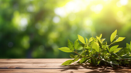 Sfondo naturale con giovane erba verde succosa alla luce del sole con bel bokeh. Banner panorama primaverile estivo, ideale per presentazione prodotto