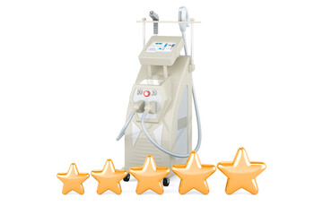 Wall Mural - Professional Laser Tattoo Removal Machine with five golden stars. 3D rendering