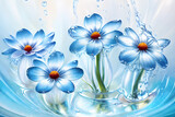 Fototapeta Kwiaty - Niebieskie kwiaty. Generative AI