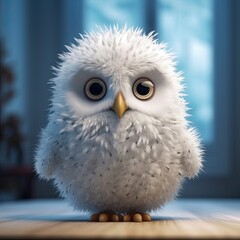 Cute owl with big eyes. Illustration AI Generative.