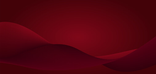 Wall Mural - Abstract dark red background with smooth wave lines. Vector horizontal background template for poster, digital business banner, formal invitation, luxury voucher, Gift certificate. Vector illustration