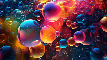 Colorful shiny rainbow glamour abstract bubbles wallpaper background AI Generated image