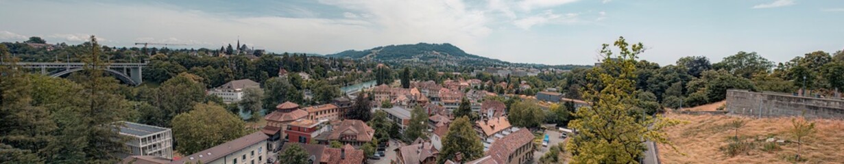 Wall Mural - panorama of the city and mountains