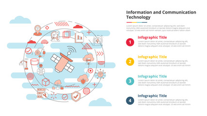 Wall Mural - ict information and communication technology concept for infographic template banner with four point