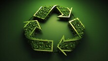 Green Recycle Symbol With Leaves
