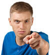 Portrait of an Angry Man Pointing Finger