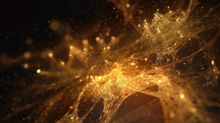 Wall Mural - Golden glittering particles background. Generative AI AIG21.