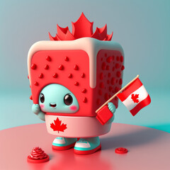 canada day kawai cute maple leaf character. generated ai tools.
