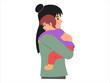 Mother hugging Son or avatar icon illustration