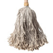 A white mop with a wooden handle on a transparent background png isolated Generative Ai