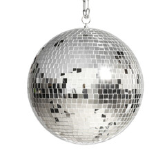 shiny silver disco ball isolated on white