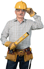 Wall Mural - Construction adult Worker in yellow helmet