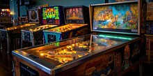 Vintage Pinball Machine In Action - AI Generated