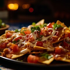 A delicious serving of nachos. Generative AI. 