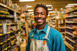 © MVProductions - Black smiling hardware store worker, generative ai