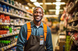 © MVProductions - Black smiling hardware store worker, generative ai
