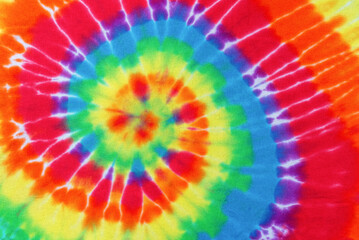 Wall Mural - rainbow spiral tie dye pattern abstract background.