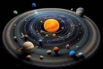 Wall Mural - tilt shift view of the solar system cosmic beautiful miniature. Generative AI AIG15.