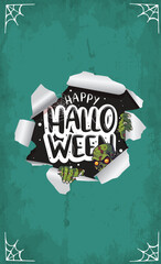 Canvas Print - halloween decoration card with unique style, with paper lies and zombie in it