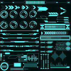 virtual hud futuristic elements set vector. object abstract graphic. for game application user inter