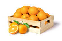 Orange Fruit In Box Isolated On White