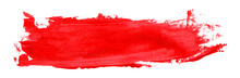 Shiny Red Brush Watercolor Painting Isolated On Transparent Background. Watercolor Png