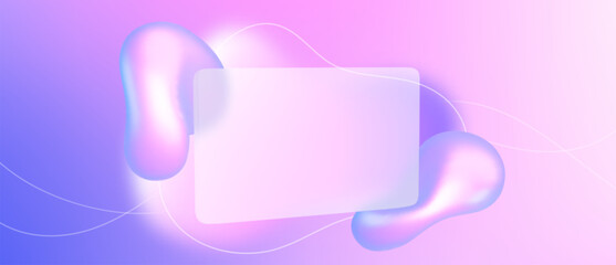 Wall Mural - glass morphism abstract gradient background design. transparent card frame with blur purple fluid bu