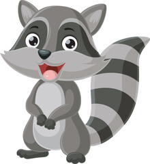 Sticker - Cute baby raccoon cartoon standing