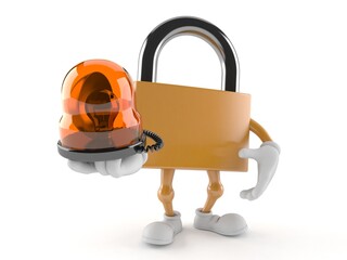 Sticker - Padlock character holding emergency siren