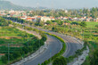 Rural landscape in Vietnam with boulevard road.  Chop from above.