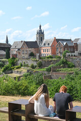 Canvas Print - Belgique Wallonie Thuin Beffroi monument jardins suspendus