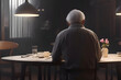 sad old elderly man, depressed feeling, lonely mental alzheimer disease, memory loss, sitting at home., generative AI