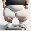 The Weighty Struggle: An Obese Man on the Scale.