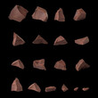 © artjazz - Collection of broken dark chocolate pieces against black background. Set for website design.