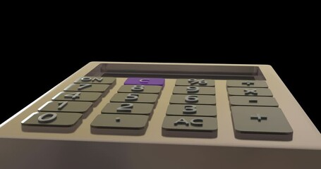 Canvas Print - Animation of calculator spinning over black background