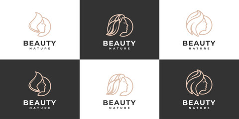 Wall Mural - beauty woman logo collection