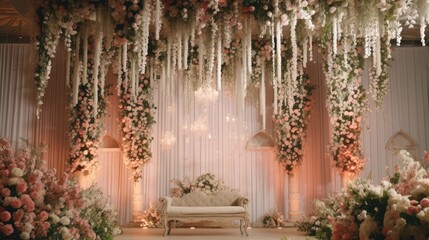 Backdrops wedding flower arrangements, Flower backdrop design Indoor wedding luxury.