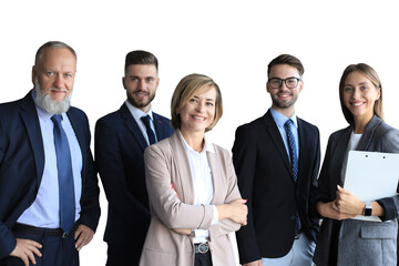 Wall Mural - Group of successful business people on a transparent background