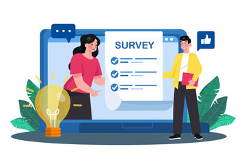 Wall Mural - Respondents provide insights in online survey responses.