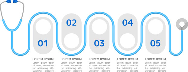 Wall Mural - patient check up blue infographic chart design template. hospital examination. abstract vector infoc
