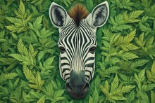 In A Bizarre Twist Of Nature, A Zebra Develops A Unique Pattern Of Cannabis Leaves On Its Fur, Becoming An Emblem Of The Animal Kingdom's Affinity For Ganja Illustration Generative Ai