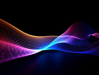 Canvas Print - Multicolor glow waves, in the style of dotted, 3d space, abstract blue lights, streamlined design, rhythmic lines, lens flare, stockphoto, backlight, no text on the picture