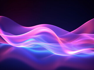 Canvas Print - Purple pink glow waves, in the style of dotted, 3d space, abstract blue lights, streamlined design, rhythmic lines, lens flare, stockphoto, backlight, no text on the picture