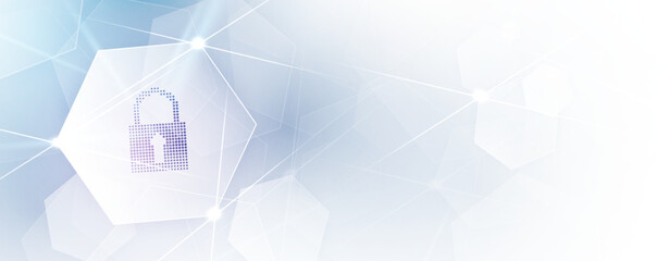 internet digital security technology concept for business background. Lock on circuit board