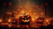 Halloween Promo Banner Background Created With Generative AI Technology