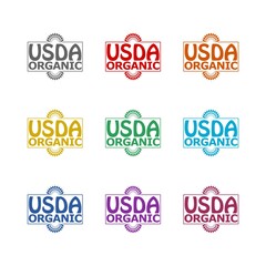 Wall Mural - USDA organic certified icon isolated on white background. Set icons colorful