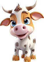 Cute Cow In 3D Style .