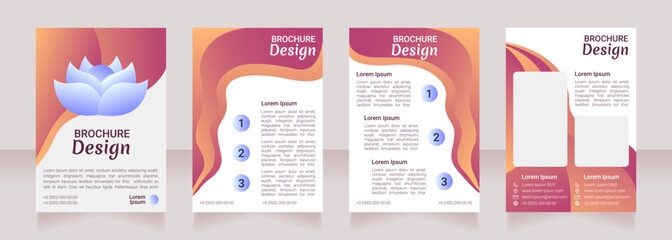 Mindfulness blank brochure design. Template set with copy space for text. Premade corporate reports collection. Editable 4 paper pages. Robot Medium, Light, Merienda Bold fonts useds