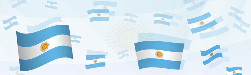 Argentina flag-themed abstract design on a banner. Abstract background design with National flags.